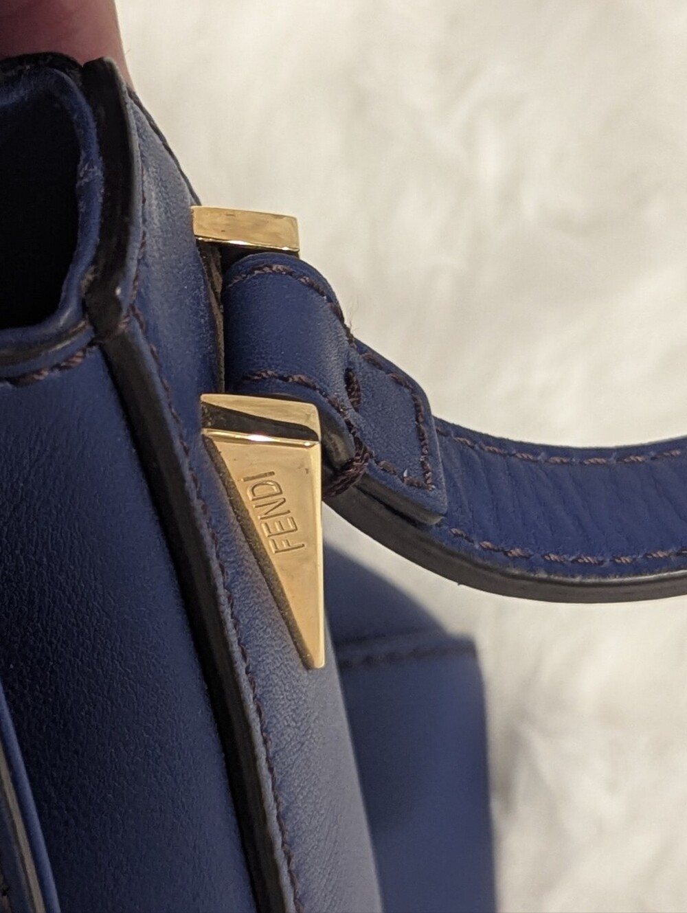 Fendi Cobalt Blue Leather Mama Forever Be Baguette Flap Shoulder Bag - Picture 15 of 16